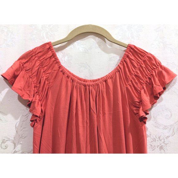 Ruffle Peasant Flowy Shift Dress Tent Dress PM Breezy Cottagecore Preppy Kawaii - Picture 3 of 4
